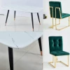 House Of Bling Furniture Boutique Doha Dining Set Green And Gold Chairs With Rectangle Marble Table Black Legs Dining Tables And Chairs Sets