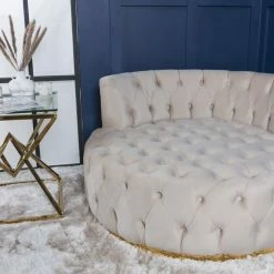 House Of Bling Furniture Boutique Buttoned Velvet Love Seat Chesterfield Chair With Gold Base Sofa Sets