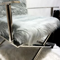 House Of Bling Furniture Boutique Faux Sheepskin Fur Directors Chair Dressing Room Chair Grey/Silver 7 House Of Bling Furniture Boutique Faux Sheepskin Fur Directors Chair Dressing Room Chair Grey/Silver