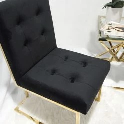 House Of Bling Furniture Boutique DOHA Square Dining Chairs Modern Gold Polished Legs Fabric Finish 3 Colours
