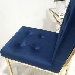 House Of Bling Furniture Boutique DOHA Square Dining Chairs Modern Gold Polished Legs Fabric Finish 3 Colours
