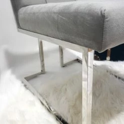 House Of Bling Furniture Boutique Silver And Grey Square Dining Chairs Modern Silver Polished Legs Fabric Finish Dining Tables And Chairs Sets