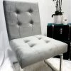 House Of Bling Furniture Boutique Silver And Grey Square Dining Chairs Modern Silver Polished Legs Fabric Finish Dining Tables And Chairs Sets