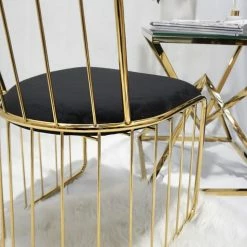 House Of Bling Furniture Boutique Dining Tables And Chairs Sets Black And Gold DOHA Wired Dining Chairs X4 Gold Wire