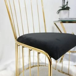 House Of Bling Furniture Boutique Dining Tables And Chairs Sets Black And Gold DOHA Wired Dining Chairs X4 Gold Wire