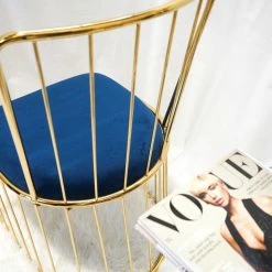 House Of Bling Furniture Boutique Blue And Gold DOHA Wired Dining Chair X4 Gold Wire Dining Tables And Chairs Sets