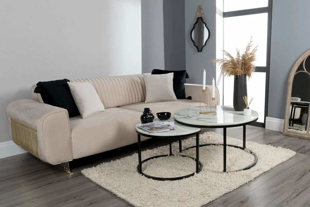 House Of Bling Furniture Boutique Doha Velvet Curved Gold Detail Sofa In Champagne 3 House Of Bling Furniture Boutique Doha Velvet Curved Gold Detail Sofa In Champagne