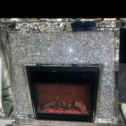 House Of Bling Furniture Boutique Lara Crushed Diamond Fireplace
