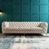 House Of Bling Furniture Boutique Sofa Sets Mocha Velvet Contemporary Chesterfield Sofa Velvet Tufted Couch Velvet Samar Sectional Sofa