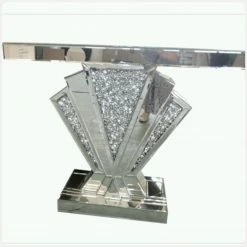 House Of Bling Furniture Boutique Fan Crushed Diamond Mirrored Console Console Tables