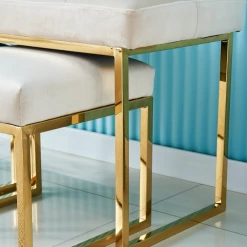 House Of Bling Furniture Boutique Dining Tables And Chairs Sets Ivory And Gold Dining Bench And Stools Seat Set