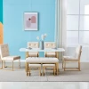 House Of Bling Furniture Boutique Doha Dining Set Ivory And Gold Chairs With Rectangle Marble Table Gold Legs Dining Tables And Chairs Sets