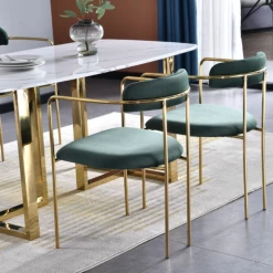 House Of Bling Furniture Boutique Dining Tables And Chairs Sets Doha Rectangle Dining Table With Bahrain Green And Gold Dining Chairs
