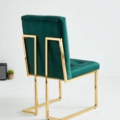 House Of Bling Furniture Boutique Doha Dining Set Green And Gold Chairs With Rectangle Marble Table Black Legs Dining Tables And Chairs Sets