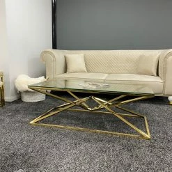 House Of Bling Furniture Boutique Balmoral 3 Seater Chesterfield Style Sofa With Wooden Legs