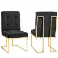 House Of Bling Furniture Boutique DOHA Square Dining Chairs Modern Gold Polished Legs Fabric Finish 3 Colours