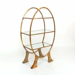 House Of Bling Furniture Boutique Cabinets Gin Shu Metal Shelf - Gold Gilt Leaf