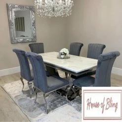 House Of Bling Furniture Boutique Madrid Marble Table With Smoked White Marble Top Dining Tables And Chairs Sets