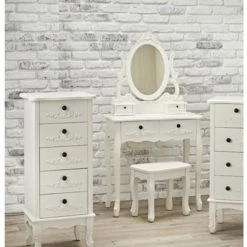 House Of Bling Furniture Boutique Antionette Tallboy Chest Of Drawers White