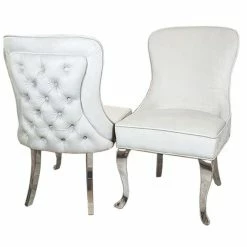 House Of Bling Furniture Boutique Buckingham Chair Light Grey Dining Chairs