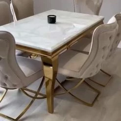 House Of Bling Furniture Cambridge Marble Table With Our Marbella Chairs Dining Tables And Chairs Sets