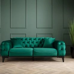 House Of Bling Furniture Boutique Roma Chesterfield Sofa Set In Green French Velvet Sofas