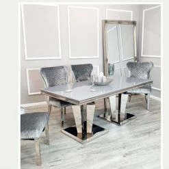 House Of Bling Furniture Boutique Athens Table With High Gloss Grey Glass Top