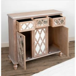 House Of Bling Furniture Boutique Lattice Wooden 3 Door Sideboard