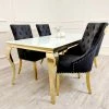 House Of Bling Furniture Cambridge Dining Table 1.4 Meters In Gold With Glass Top