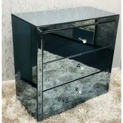 House Of Bling Furniture Boutique Smoked Mirror 3 Drawers