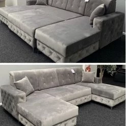 House Of Bling Furniture Boutique The Henley Large U Shape Sofa Bed In Velvet Corner Sofas
