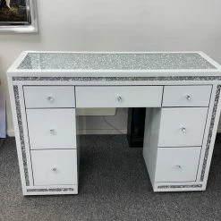 House Of Bling Furniture Boutique White Crushed Diamond Trim Dressing Table Dressing Tables