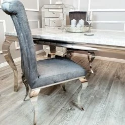 House Of Bling Furniture Boutique Distressed Charcoal Velvet Paris Chair Dining Chairs