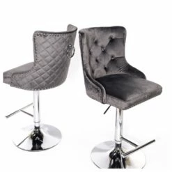 House Of Bling Furniture Boutique Lara Knocker Bar Stools Dark Grey 8 House Of Bling Furniture Boutique Lara Knocker Bar Stools Dark Grey