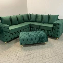 House Of Bling Furniture Boutique Royal Aston Corner Sofa With Gold Queen Ann Feet