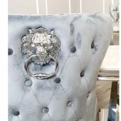 House Of Bling Furniture Boutique Dining Chairs Park Lane Lion Knock Chairs Grey Velvet