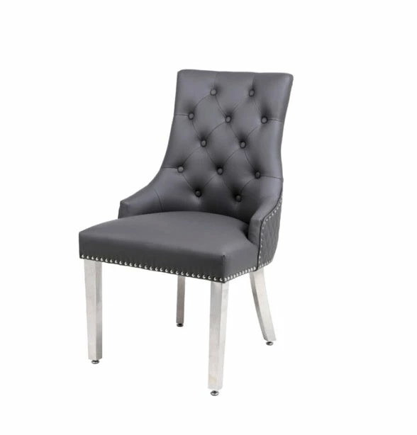 House Of Bling Furniture Boutique Lion Knock Chair In Leather Grey Dining Chairs 4 House Of Bling Furniture Boutique Lion Knock Chair In Leather Grey Dining Chairs
