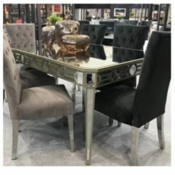 House Of Bling Furniture Boutique Dining Tables Morocco Range Gold Mirrored Dining Table.
