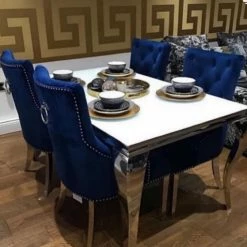 House Of Bling Furniture Boutique Cambridge Table With 4 Blue Lion Knock Chairs