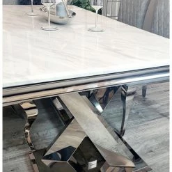 House Of Bling Furniture Boutique Dining Tables And Chairs Sets Ariana Marble X White Marble Table Top With Chairs