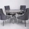 House Of Bling Furniture Boutique Dark Grey Marble Top With Dark Grey Knocker Chairs