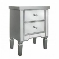 House Of Bling Furniture Boutique Bedside Cabinets Silver Trim Mirrored Bedside Table