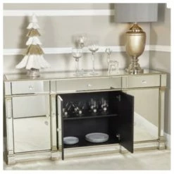 House Of Bling Furniture Boutique TV Cabinets Venice 4 Door 3 Drawer Sideboard Cabinet.