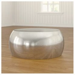 House Of Bling Furniture Boutique Coffee Tables Aluminium Silver Drum Coffee Table