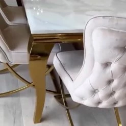 House Of Bling Furniture Cambridge Marble Table With Our Marbella Chairs Dining Tables And Chairs Sets