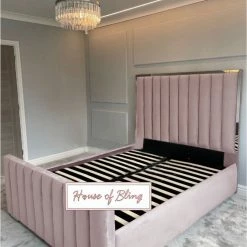House Of Bling Furniture Boutique Luxury Linear Thomas Metal Trim Bed