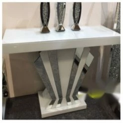 House Of Bling Furniture Boutique Bianca White Gloss Fan Console