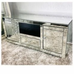 House Of Bling Furniture Boutique TV Cabinets Smoked Mirror Tv Unit Available In White And Plain Mirror