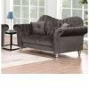 House Of Bling Furniture Boutique Mary Chesterfield Sofa In Dark Grey Plush Velvet Sofas