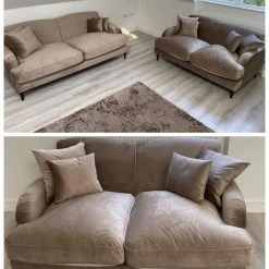 House Of Bling Furniture Boutique Billy Sofa Set In Stone Velvet Sofas